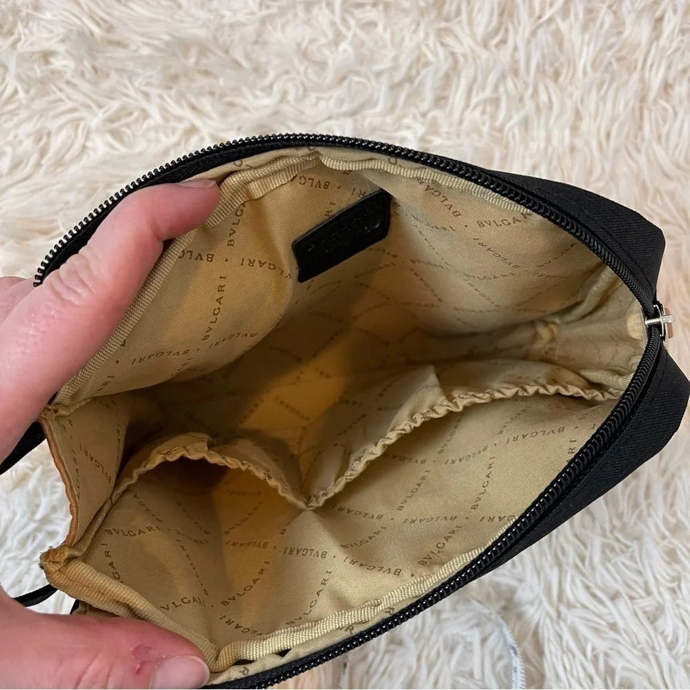 BVLGARI Parfums Emirates Zip Pouch Bag Make-Up Toiletries Travel Clutch black